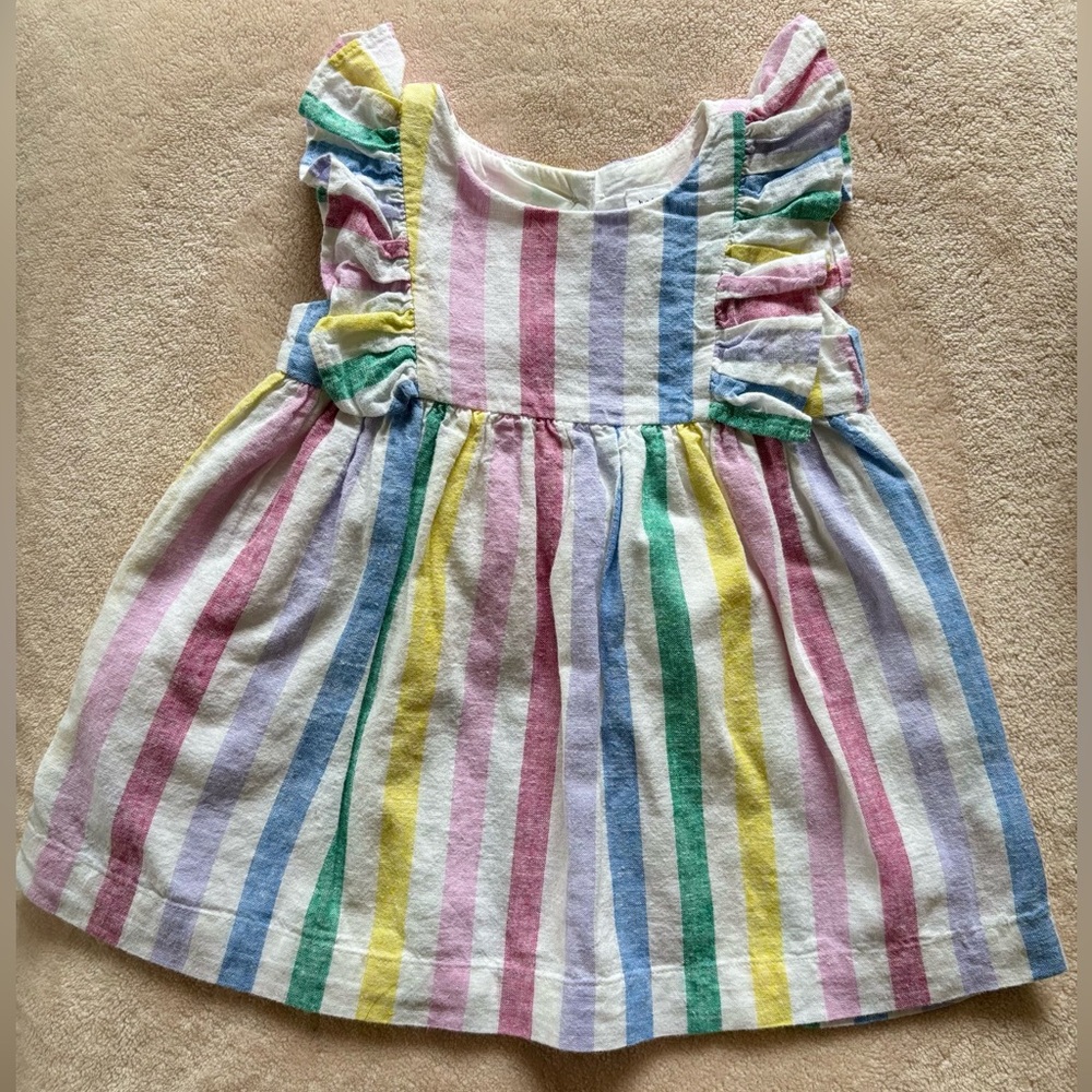 [GAP] Baby Linen Blend Multicolor Striped Dress